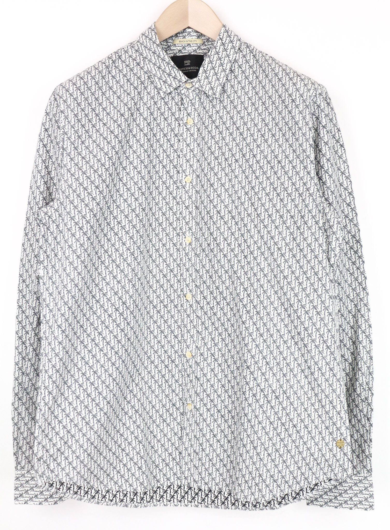 Scotch & Soda AMS COUTURE L White Cotton Palm Pattern Shirt 74394 Size US L / EU 52-54 / 3 - 1 Thumbnail