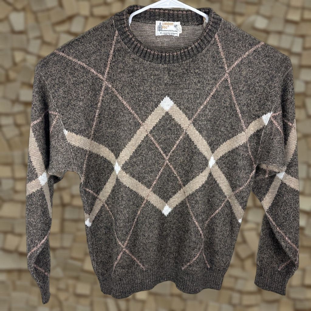 London Fog VINTAGE London Fog Sweater Mens XL Brown Knit Pullover Geometric 90s Lounge Casual Travel Heavyweight Wool Acrylic Crew Neck Long Sleeve Logo Cropped? Size US XL / EU 56 / 4 - 1 Thumbnail