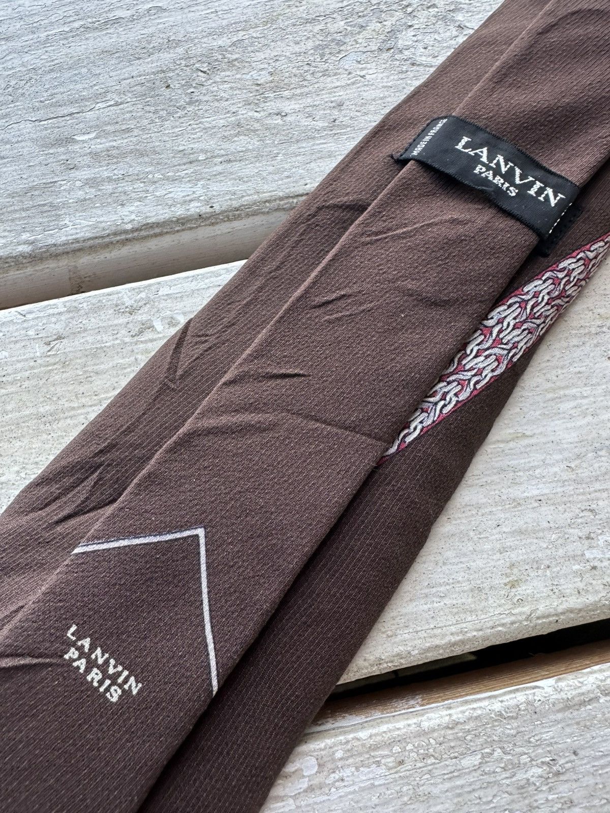 Lanvin × Vintage 🚨VINTAGE 90s Lanvin Men’s Tie Pure Silk luxury old money Size ONE SIZE - 3 Thumbnail