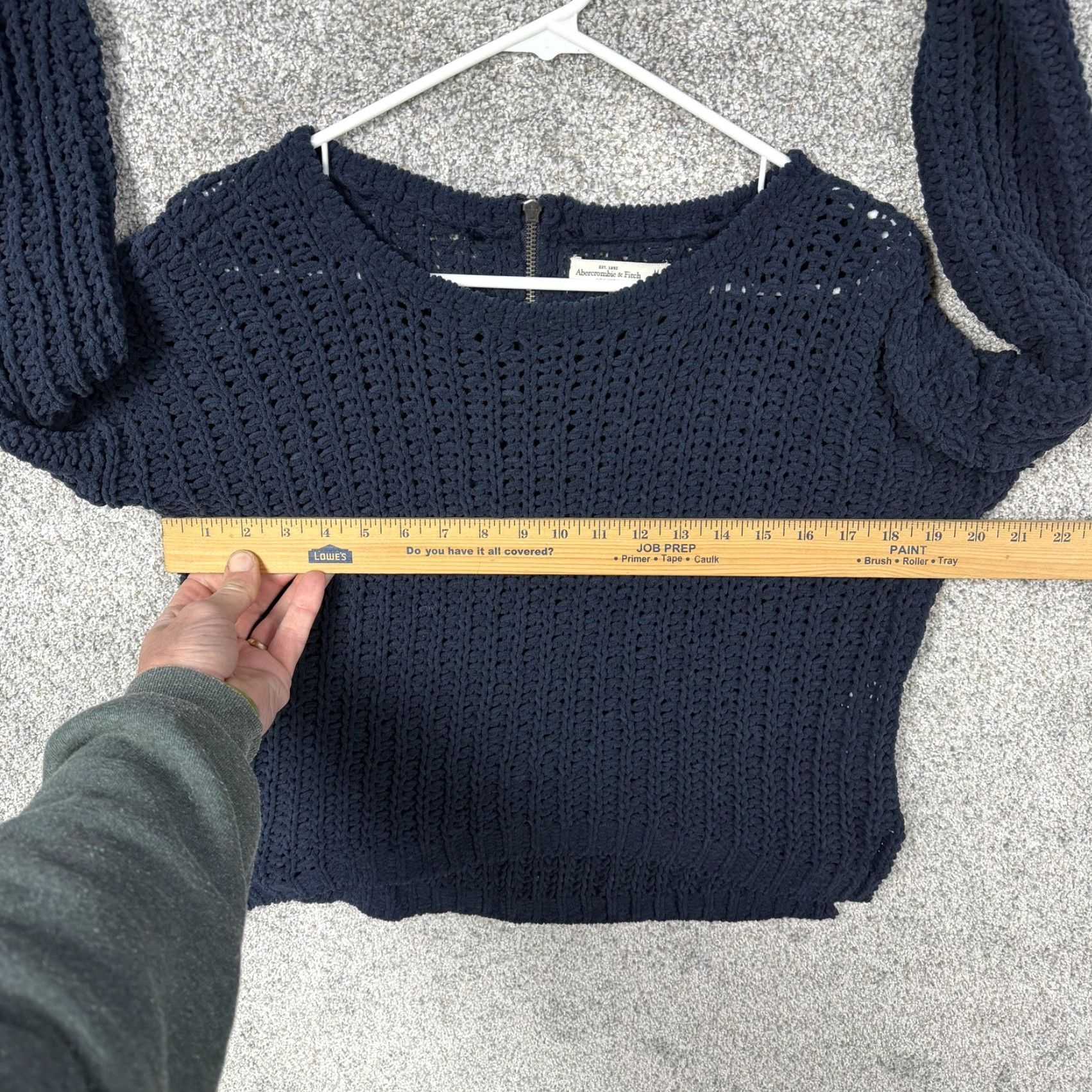Abercrombie & Fitch Abercrombie & Fitch Cropped Pullover Sweater Women M Blue Open-Knit Layering Zipper Crew Neck Solid Size M / US 6-8 / IT 42-44 - 4 Thumbnail