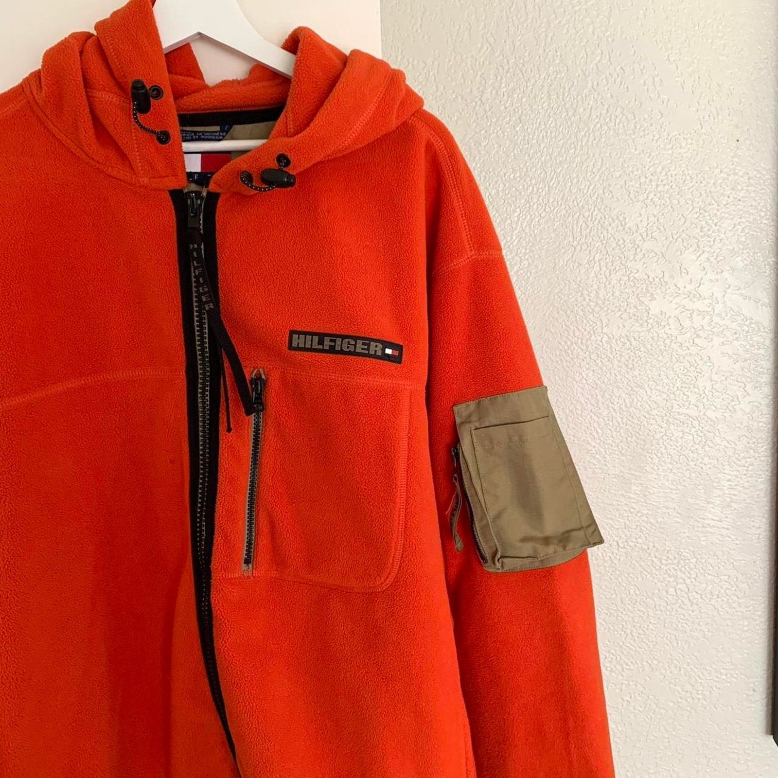 Vintage Tommy Hilfiger Fleece factory Zip Up Orange Jacket