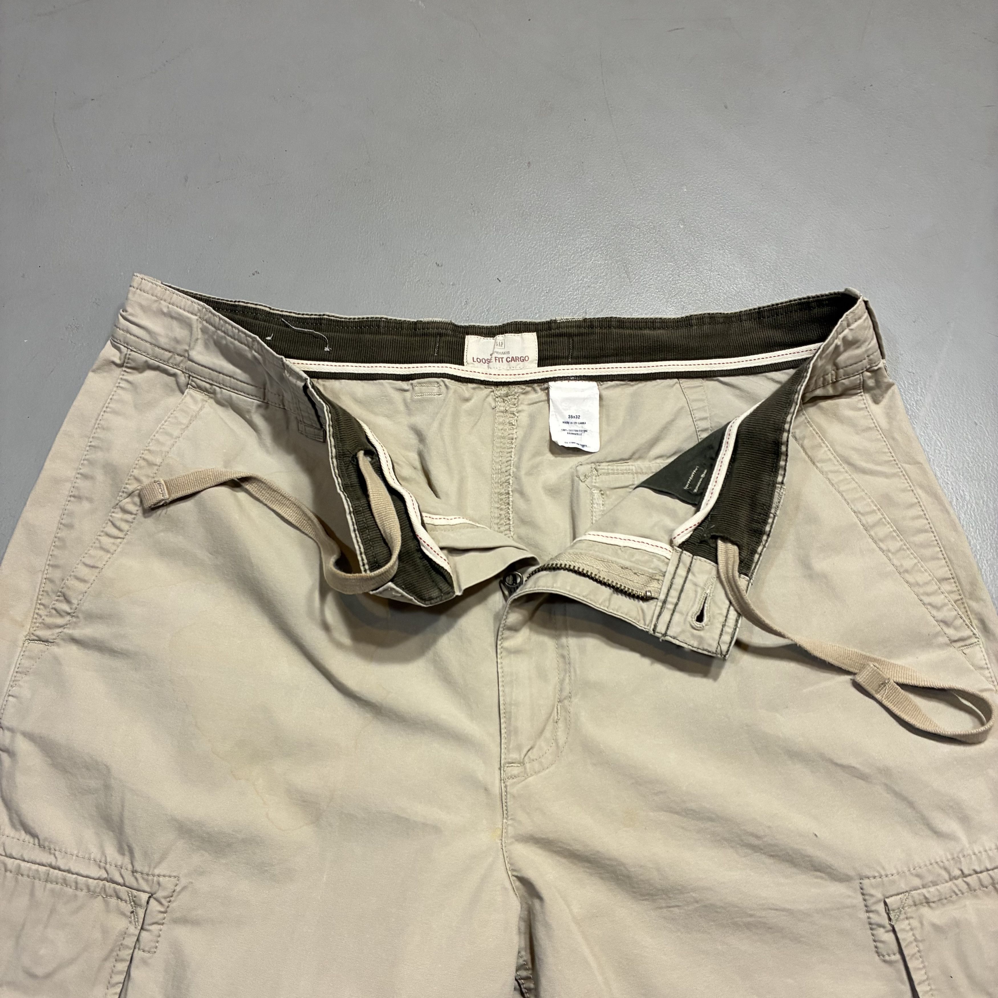 Gap Y2K Gap Loose Fit Baggy Khaki Cargo Pants Drawstring Size US 35 - 3 Thumbnail