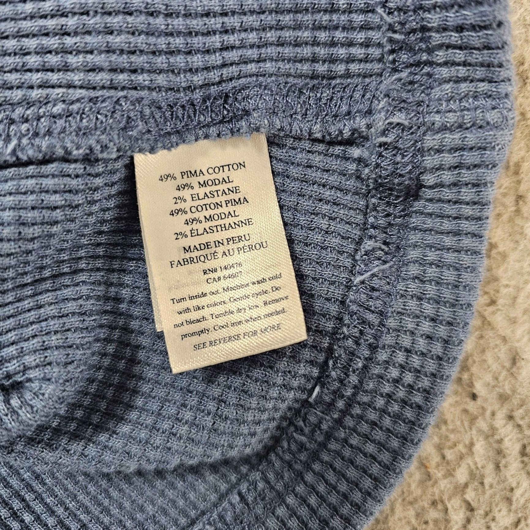 Faherty Faherty Shirt Mens Large Blue Thermal Waffle Knit Long Sleeve Crew Neck Size US L / EU 52-54 / 3 - 4 Thumbnail
