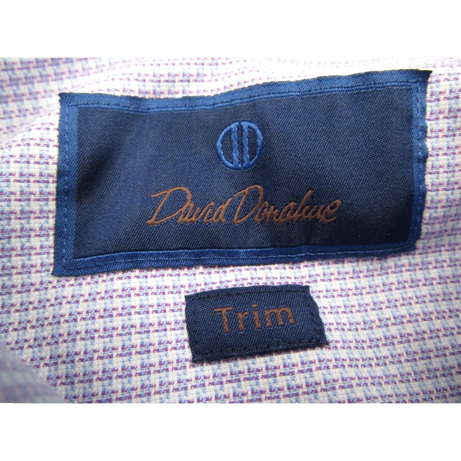 David Donahue David Donahue Dress Shirt Men Slim Purple Button Up 100% Cotton Dobby Trim Fit Long Sleeve Workwear Shirt Size 34R - 3 Thumbnail
