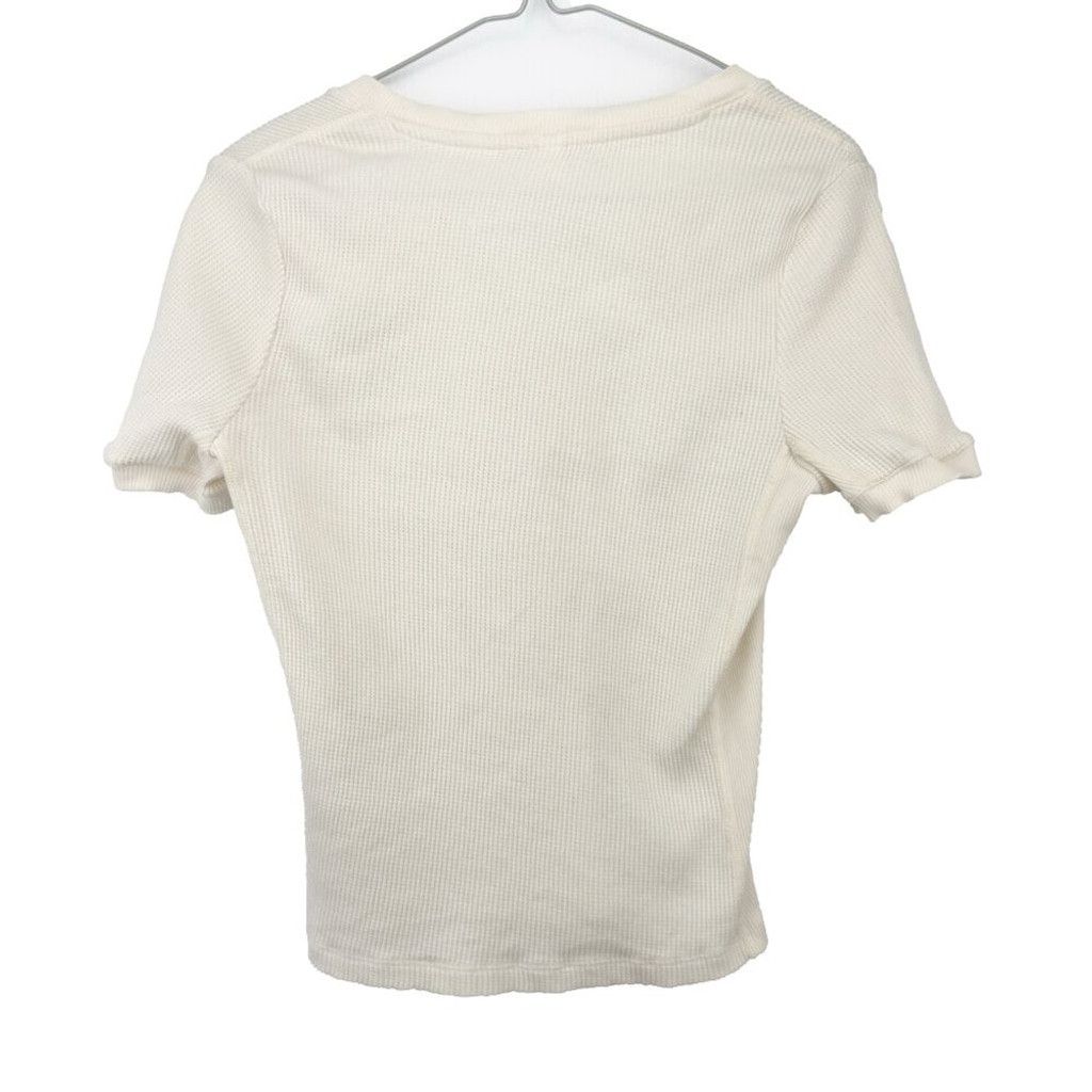 Kotn KOTN Ribbed Cream Contemporary White V-Neck T-shirt Size L Size L / US 10 / IT 46 - 8 Thumbnail