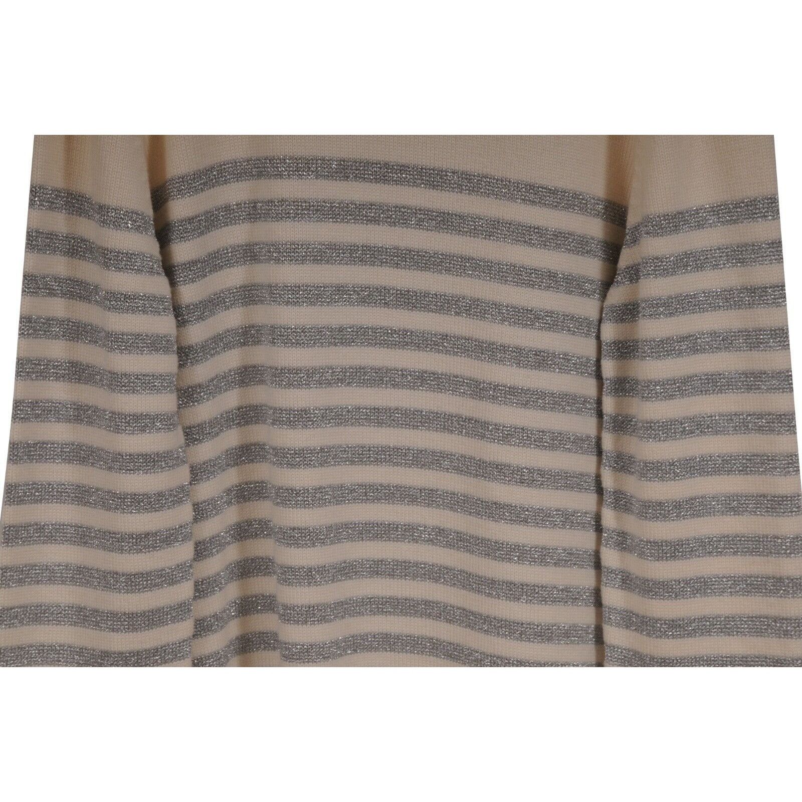 Balmain Glitter Stripped Sweater Cream Silver Wool Size US L / EU 52-54 / 3 - 3 Thumbnail