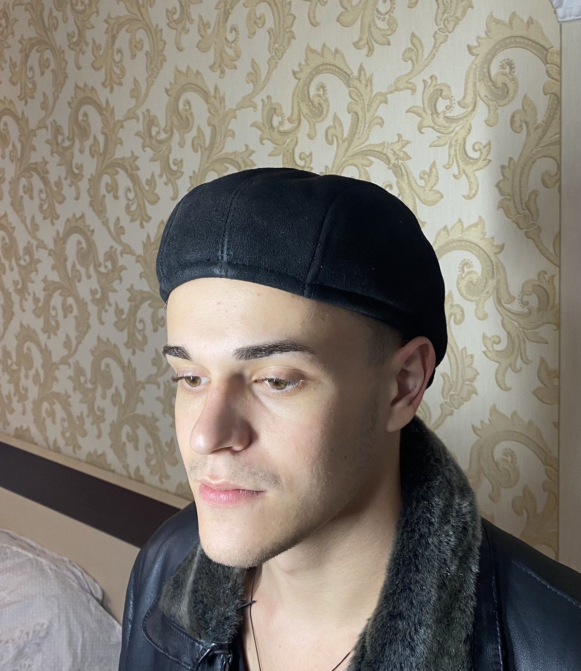 If Six Was Nine Black fur archive Suede Flat Newsboy Baker Boy Cabbie Cap Size ONE SIZE - 6 Thumbnail