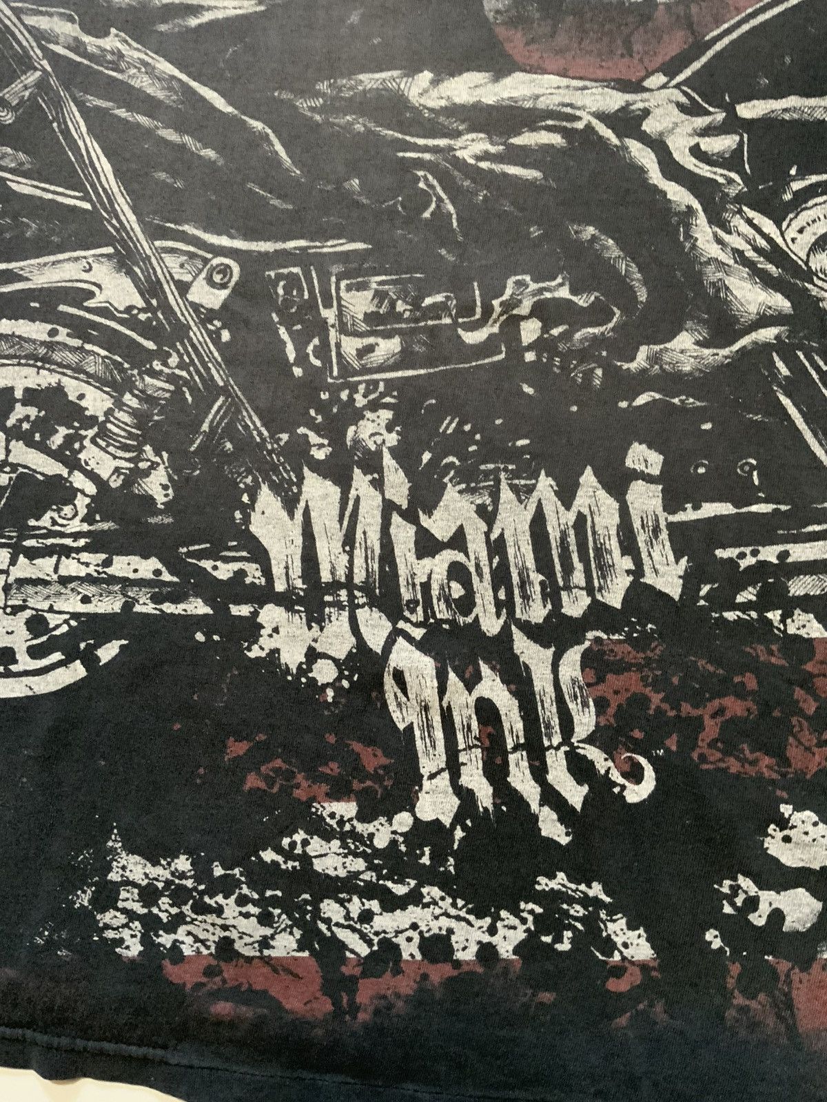 Vintage Y2K Miami Ink Motorcycle American Skeleton Skull T-Shirt Size US XXL / EU 58 / 5 - 6 Thumbnail