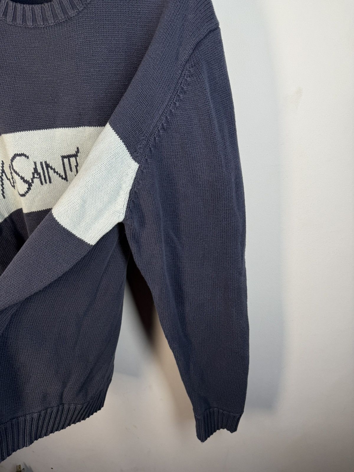 Yves Saint Laurent Royal Blue YSL Sweater Knit Big Logo Vintage Sweatshirt Rare Size US L / EU 52-54 / 3 - 10 Thumbnail