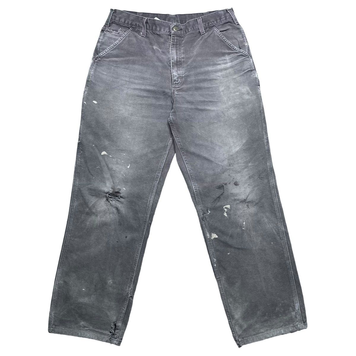 Carhartt × Vintage 2000s Carhartt Brown Carpenter Canvas Distressed Pants Size US 33 - 1 Thumbnail