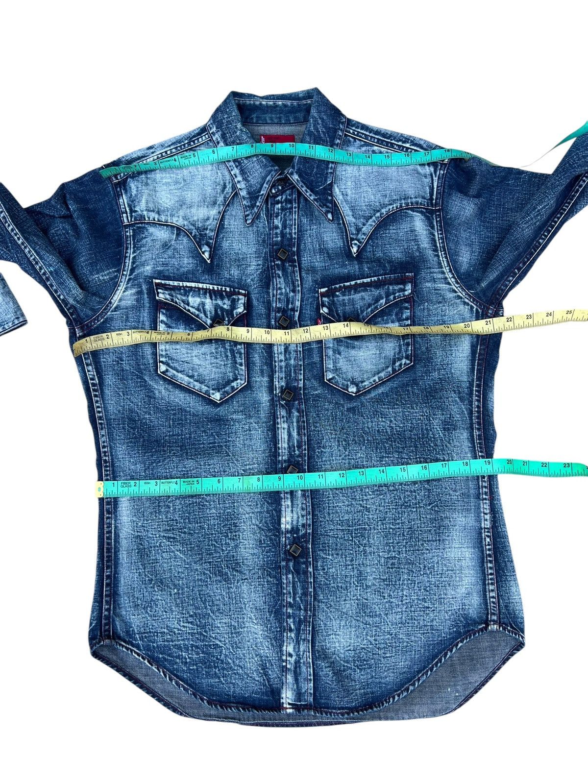 Levi's 2001 Levi’s Red Tab Slim Denim Western Shirt Snap Button Size US L / EU 52-54 / 3 - 4 Thumbnail