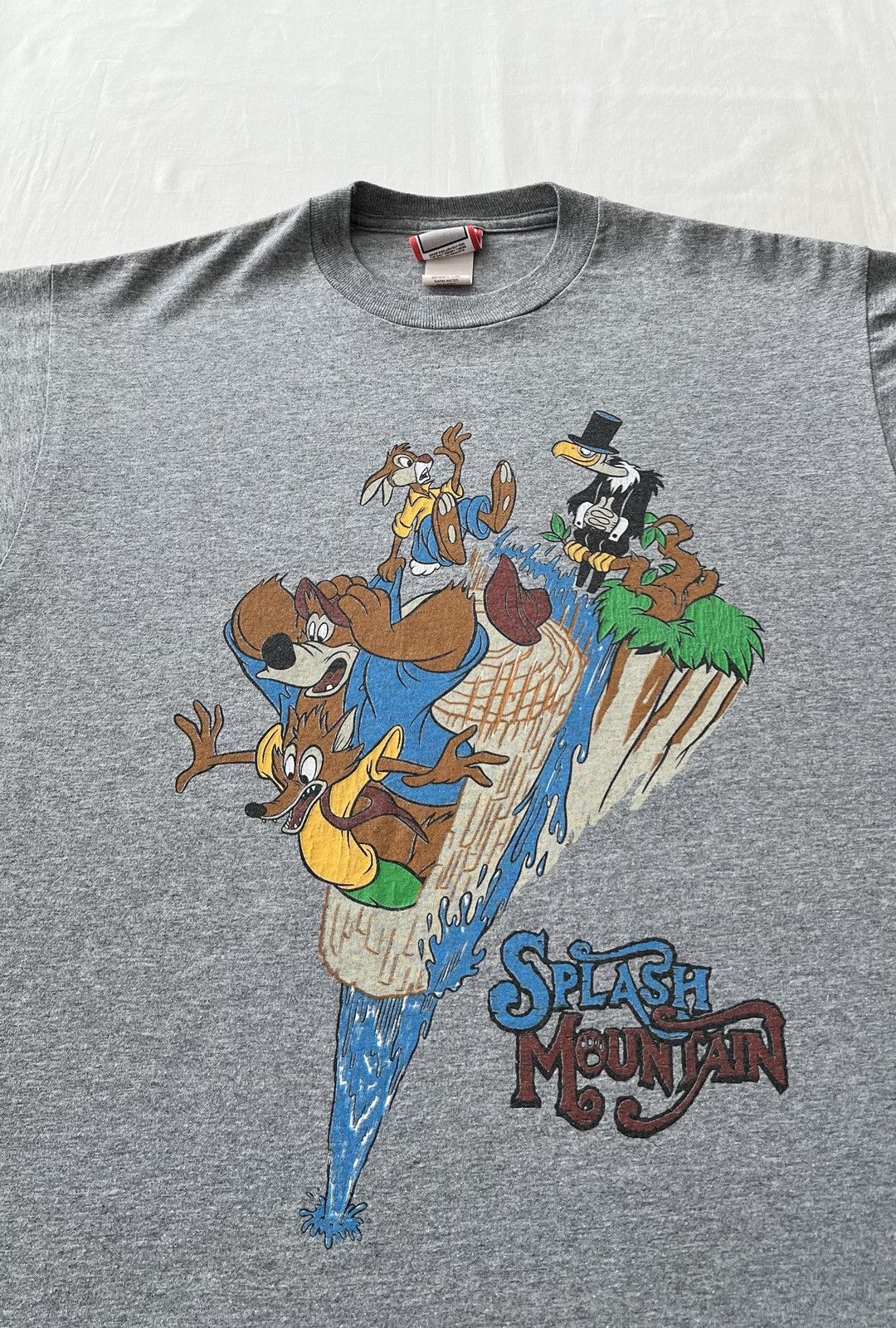 Disney Vintage 90s Disney Splash Mountain Cartoon Gray T-shirt Size US L / EU 52-54 / 3 - 3 Thumbnail