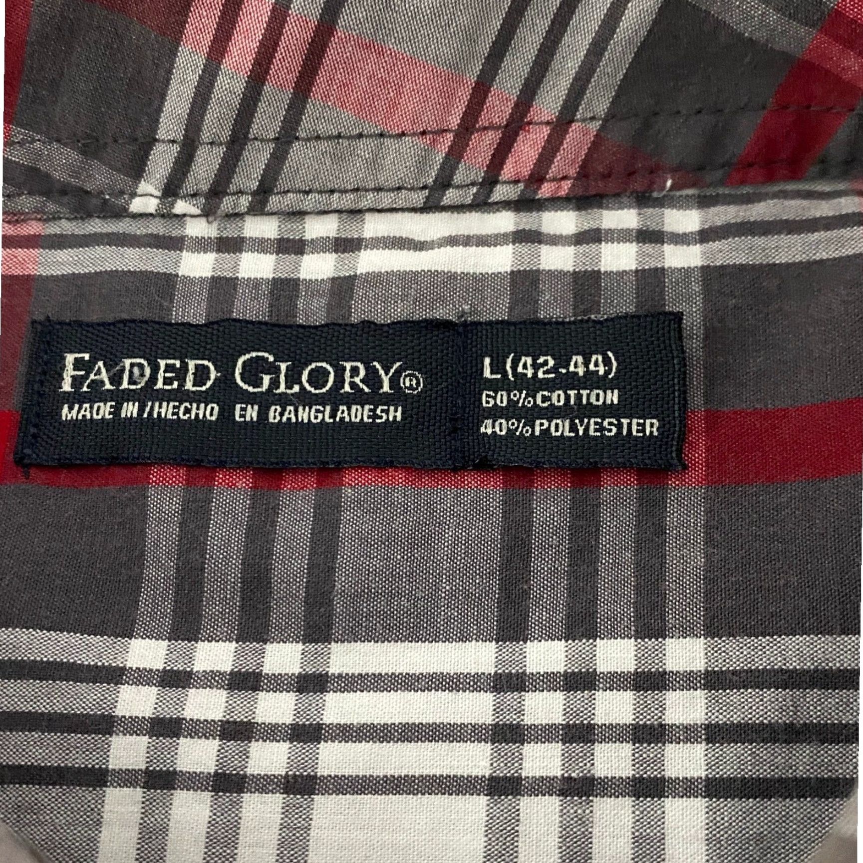 Faded Glory Faded Glory Mens Plaid Short Sleeve Button-Down Shirt Gray Granite Red Large L Size US L / EU 52-54 / 3 - 3 Thumbnail