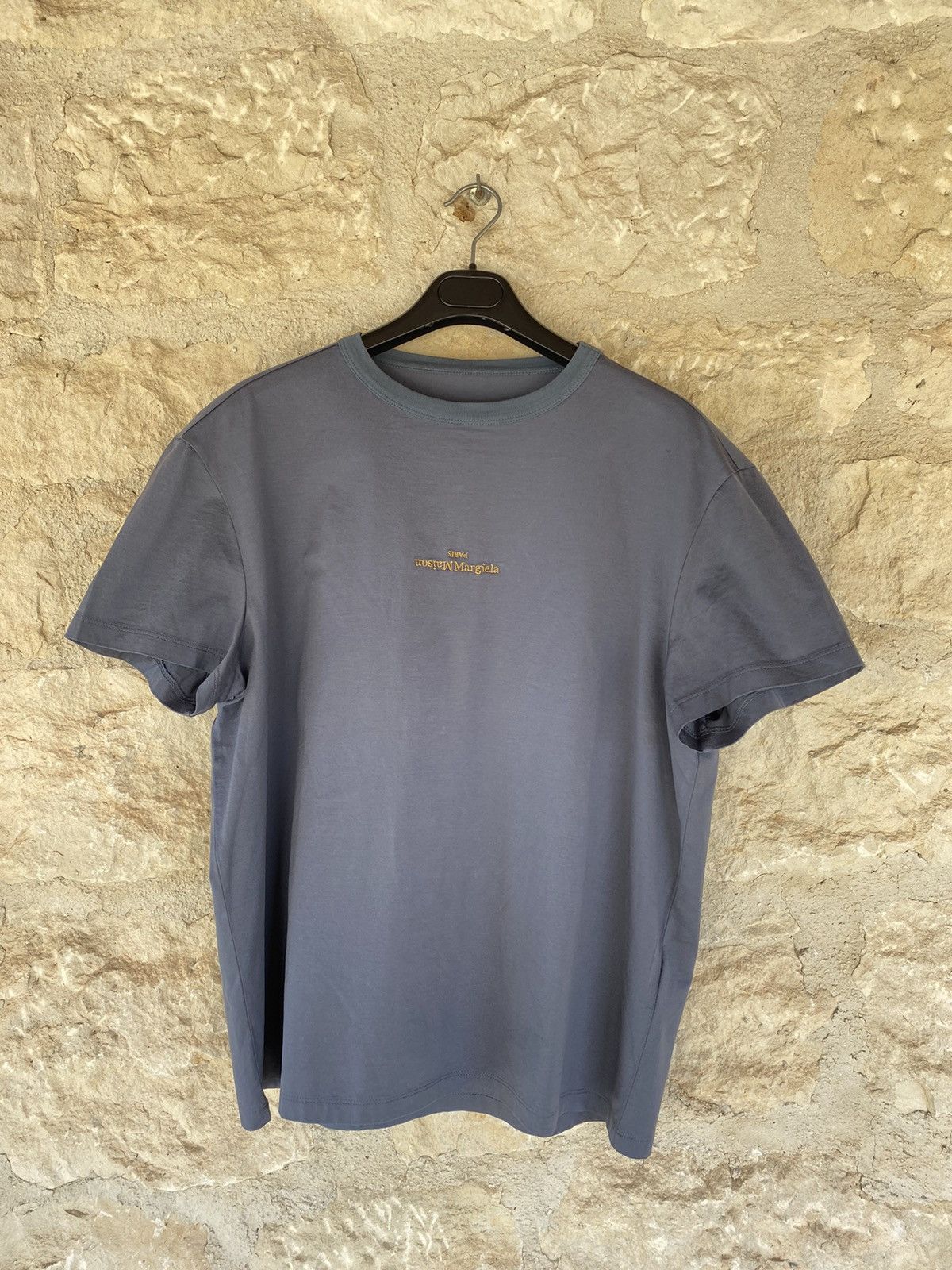 image of Maison Margiela Gray T-Shirt Reverse Logo in Grey, Men's (Size Small)