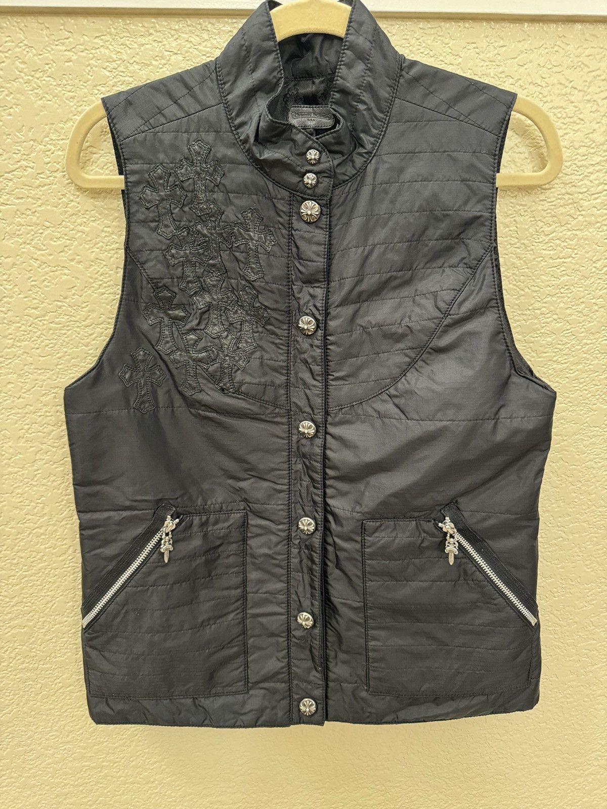 Chrome Hearts Chrome hearts leather cross patch vest | Grailed