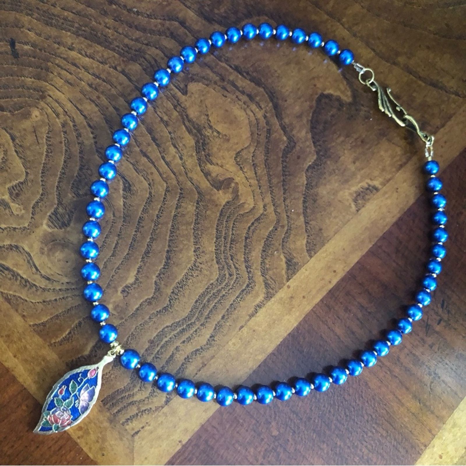 Handmade Handcrafted repurpose colorful cloisonné Pearl necklace Size ONE SIZE - 12 Thumbnail
