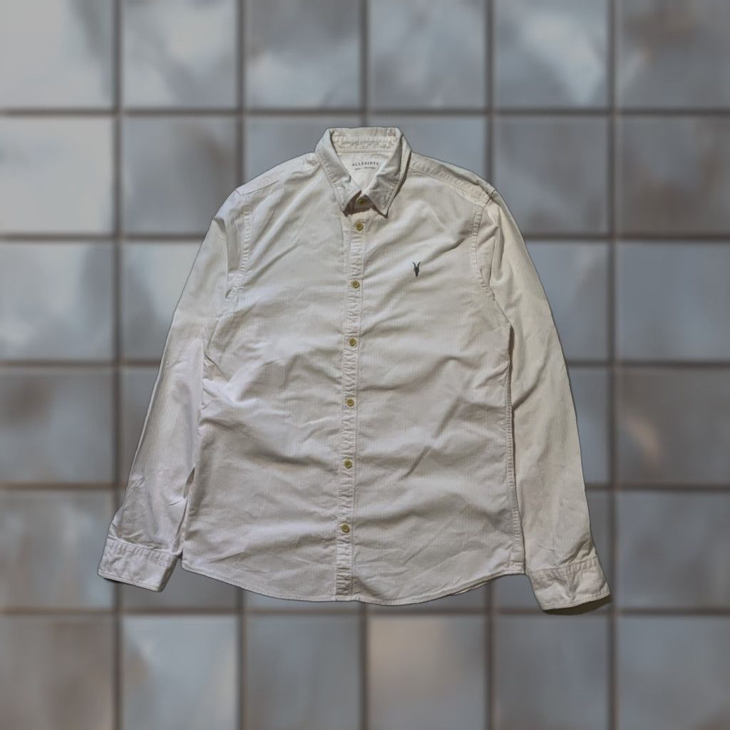 Allsaints VINTAGE AllSaints Ram Skull Pink/White Striped Kilda Long Sleeve Button Front Shirt Sz.S Mens Size US S / EU 44-46 / 1 - 1 Thumbnail