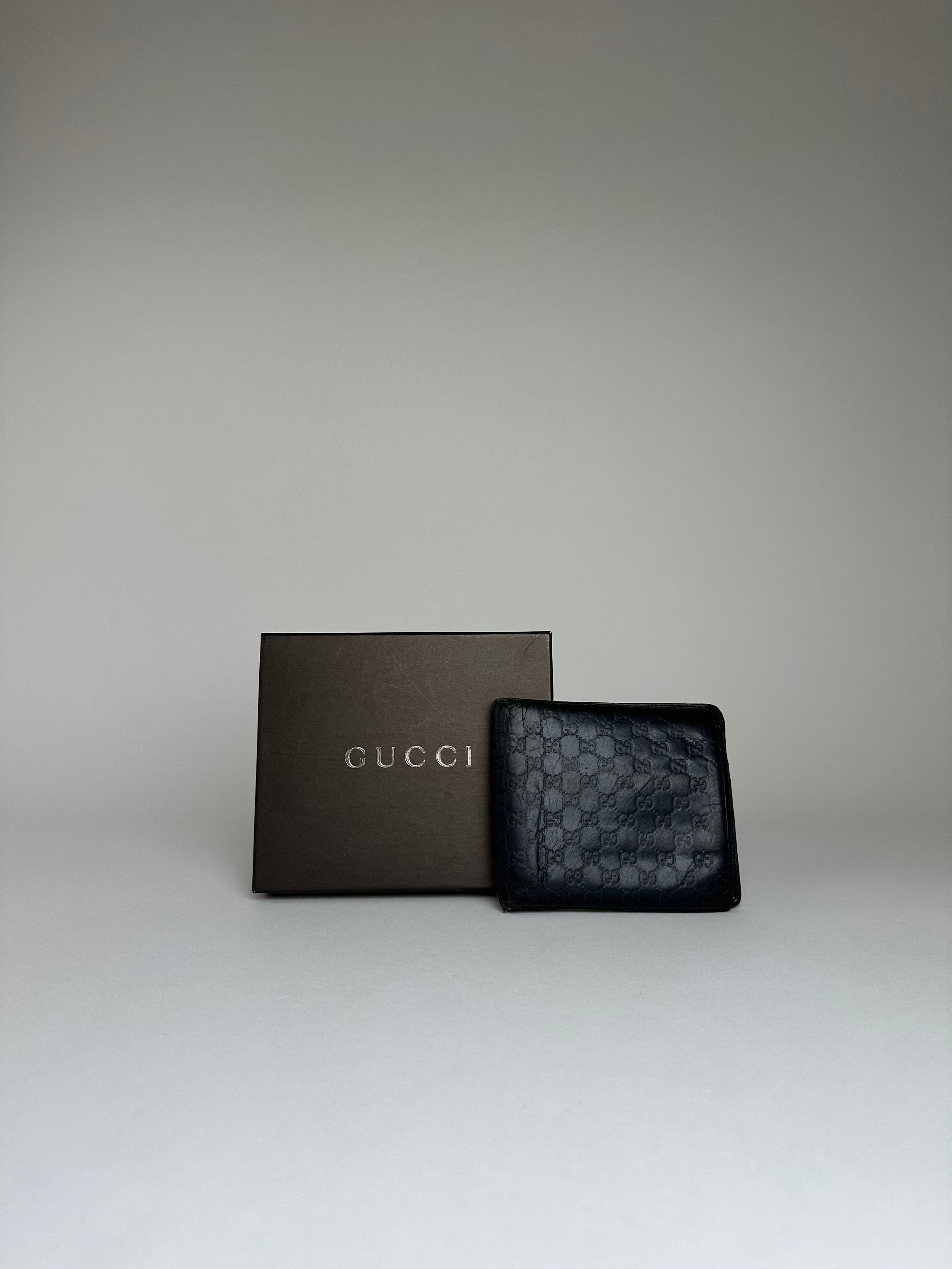 Gucci Vintage Microssima Bifold Wallet Navy Blue Size ONE SIZE - 1 Thumbnail