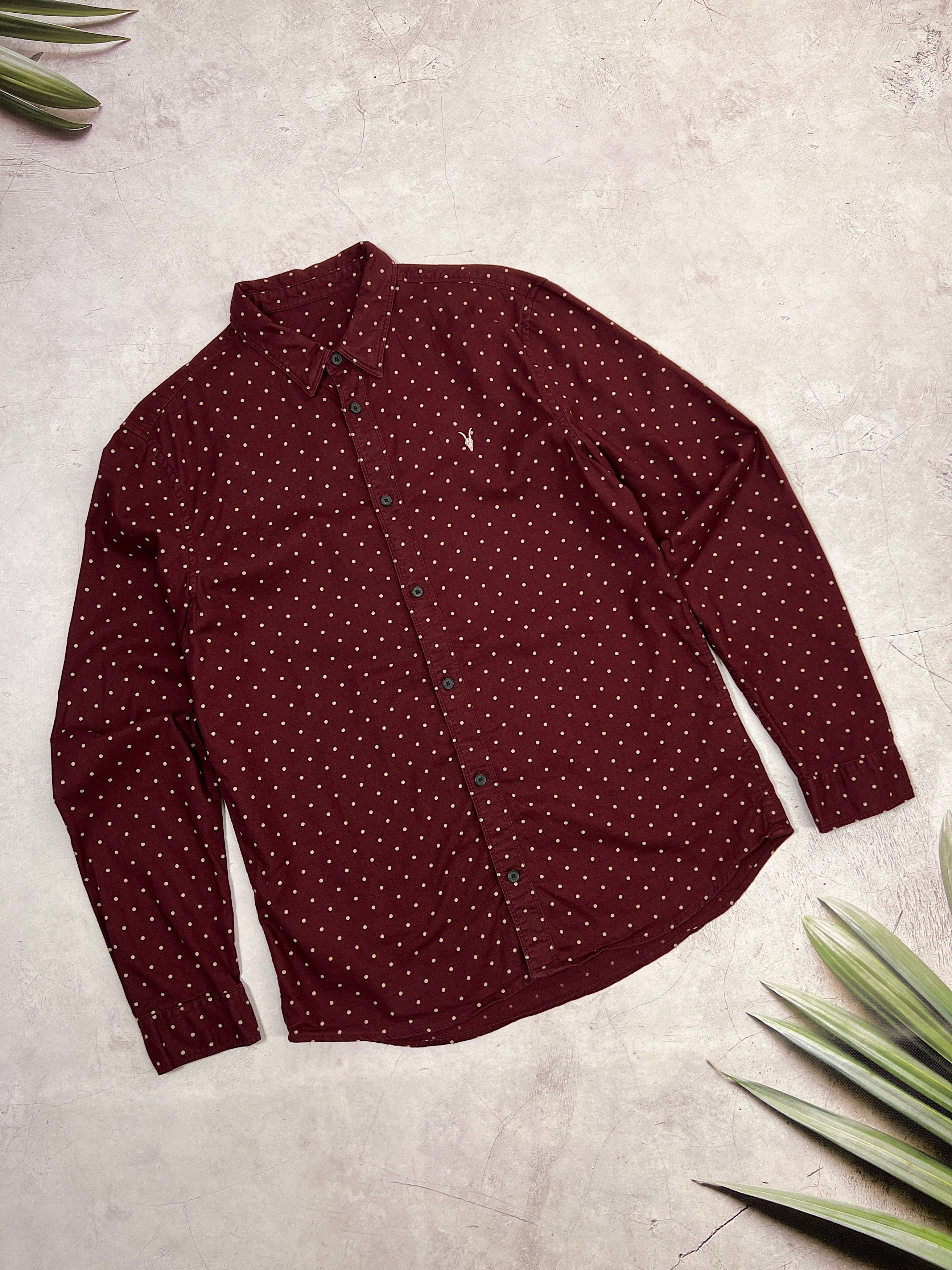Allsaints Allsaints Bethel Shirt LS Burgundy & White Polka Dot Size US M / EU 48-50 / 2 - 1 Thumbnail