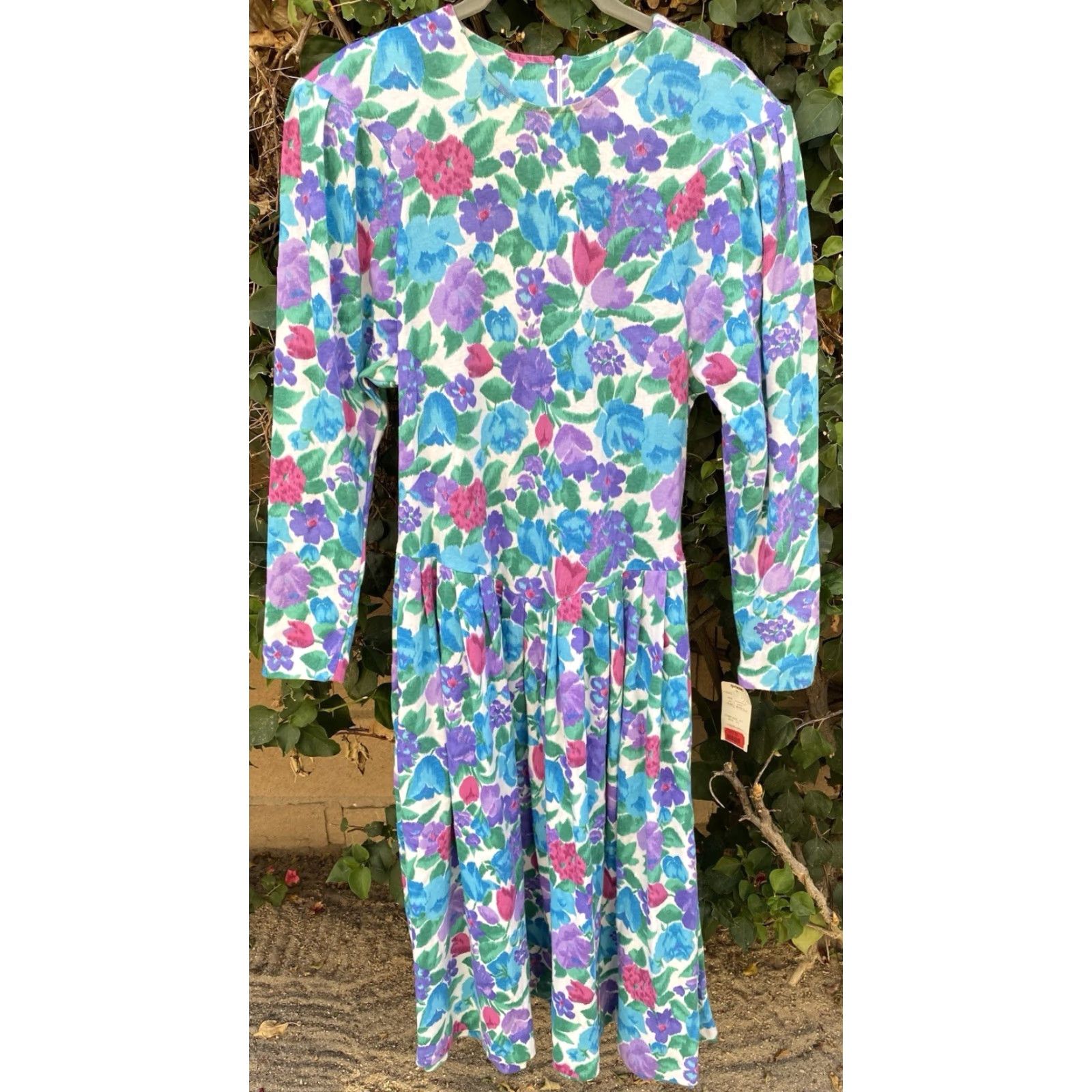 Vintage VINTAGE Expo Dress Long Sleeve Original Tag Floral Size 10 80s 90s Size L / US 10 / IT 46 - 3 Thumbnail