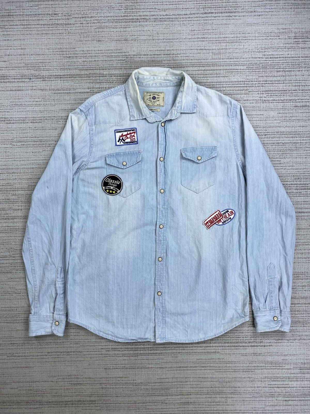 Vintage × Zara Vintage The Zara Man Soft Blue Slim Fit Denim Shirt Size US M / EU 48-50 / 2 - 1 Thumbnail