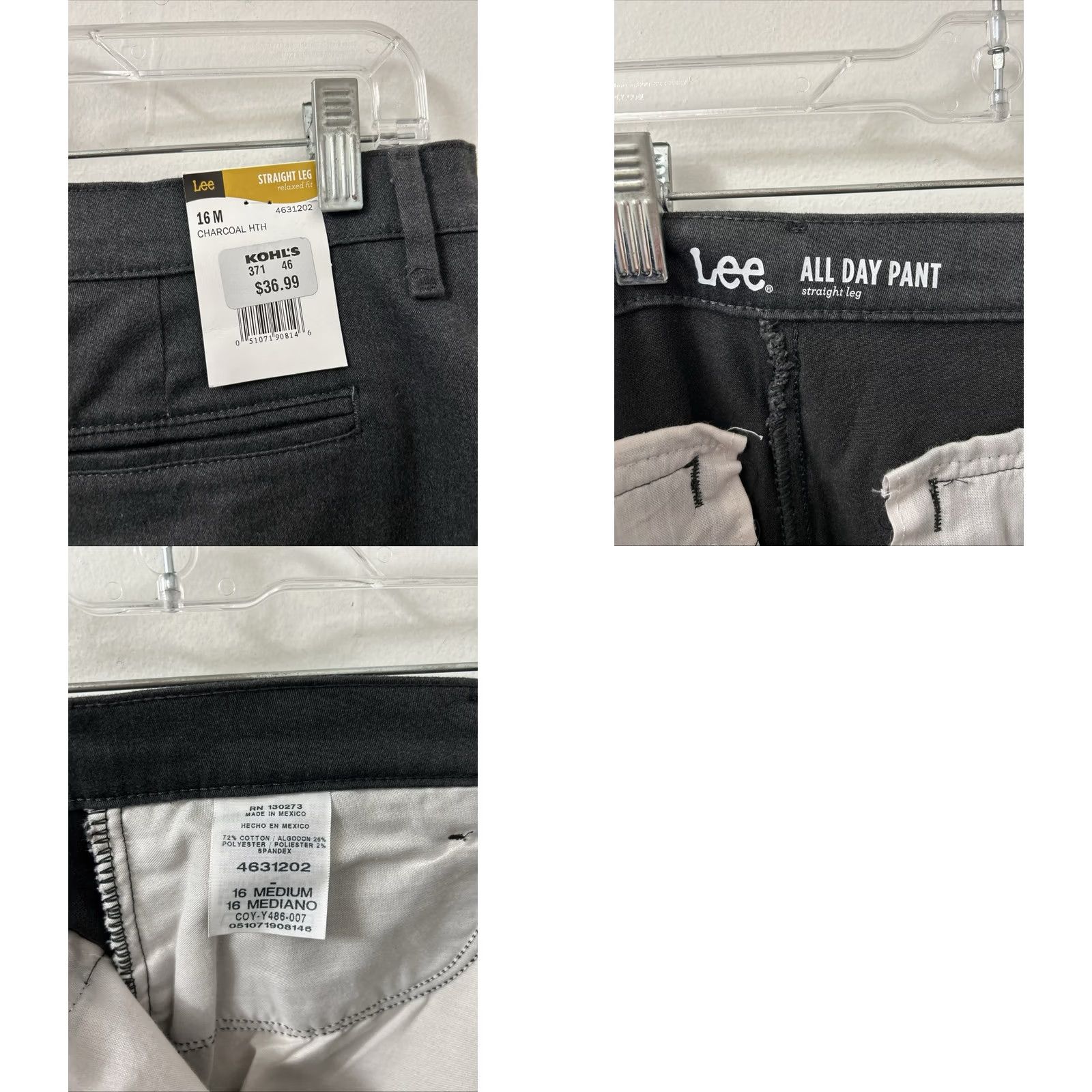Lee Lee All Day Pants Womens Size 16 L30 Gray Relaxed Fit Straight Leg Trousers Size 38" / US 16 / IT 52 - 9 Thumbnail