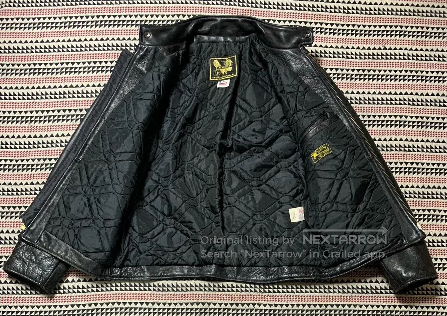 Vintage black leather jacket by U.S.MADE CO.. Size US L / EU 52-54 / 3 - 3 Thumbnail