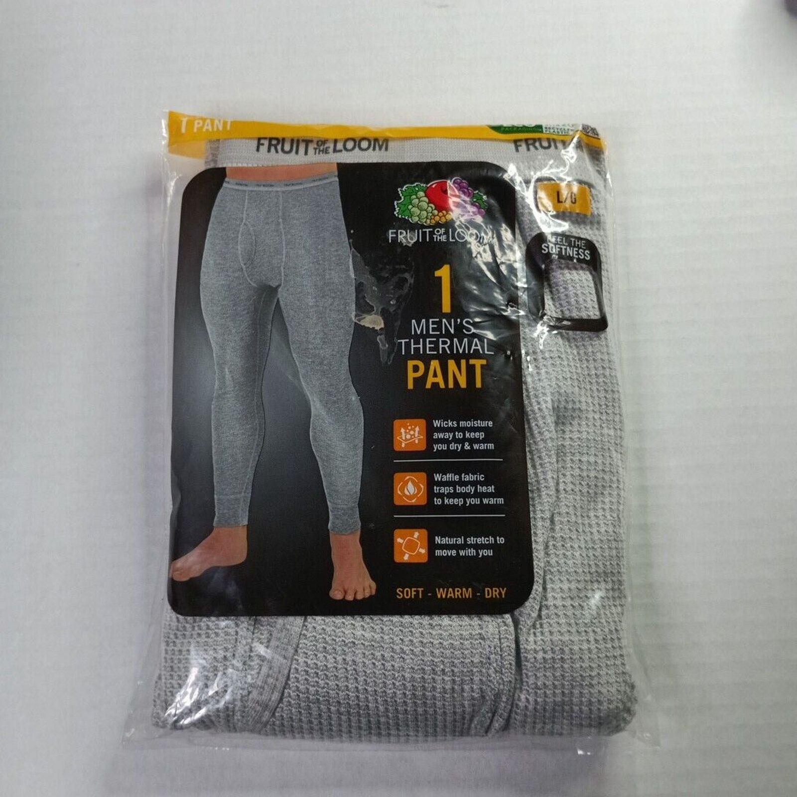 Fruit Of The Loom Fruit of the Loom Thermal Waffle Underwear Pants Mens L Gray Size 36 - 1 Thumbnail