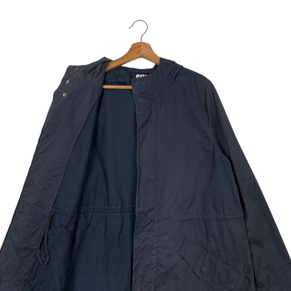 Japanese Brand SLY LANG Navy Blue Fishtail Parka Jacket #2299-C102 Size US S / EU 44-46 / 1 - 11 Thumbnail