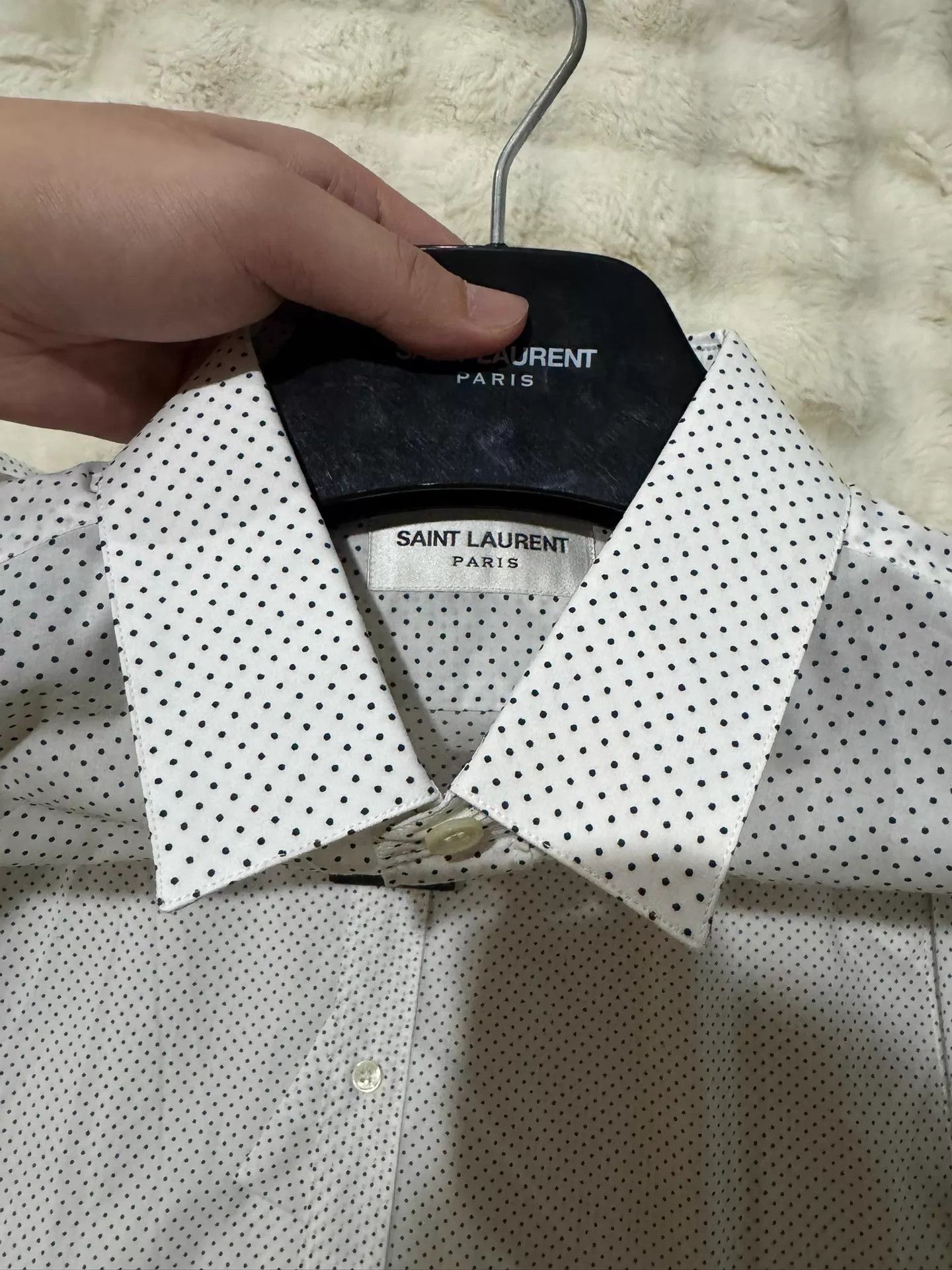 Saint Laurent Paris Saint Laurent SLP Hedi Slimane White Polka Dot Shirt 39 Size US M / EU 48-50 / 2 - 3 Thumbnail