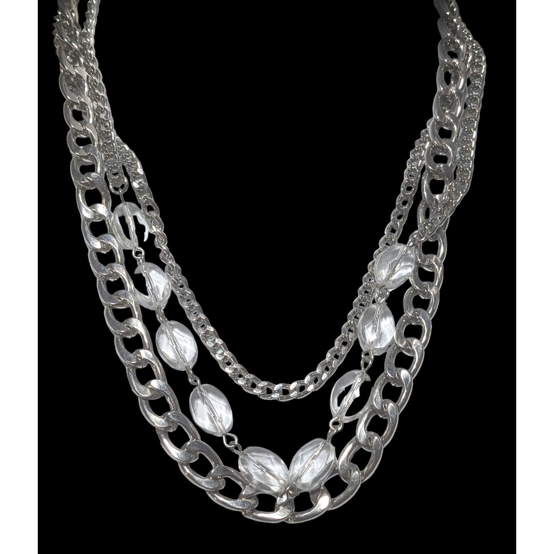Other Elegant Chunky Silver Gemmed Chain Necklace Size ONE SIZE - 1 Thumbnail