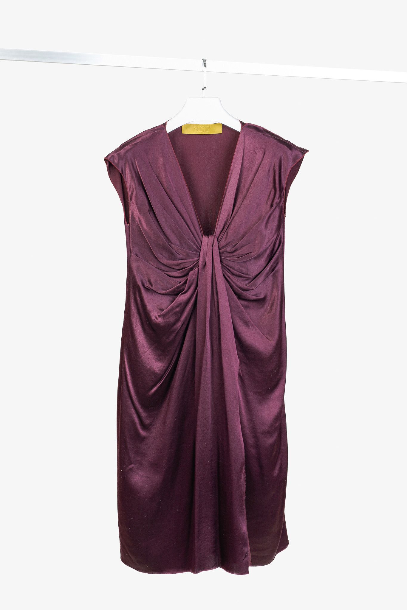 Lanvin Lanvin Winter 2007 Purple Wine Silk Midi Drape Front Dress Size M / US 6-8 / IT 42-44 - 1 Thumbnail