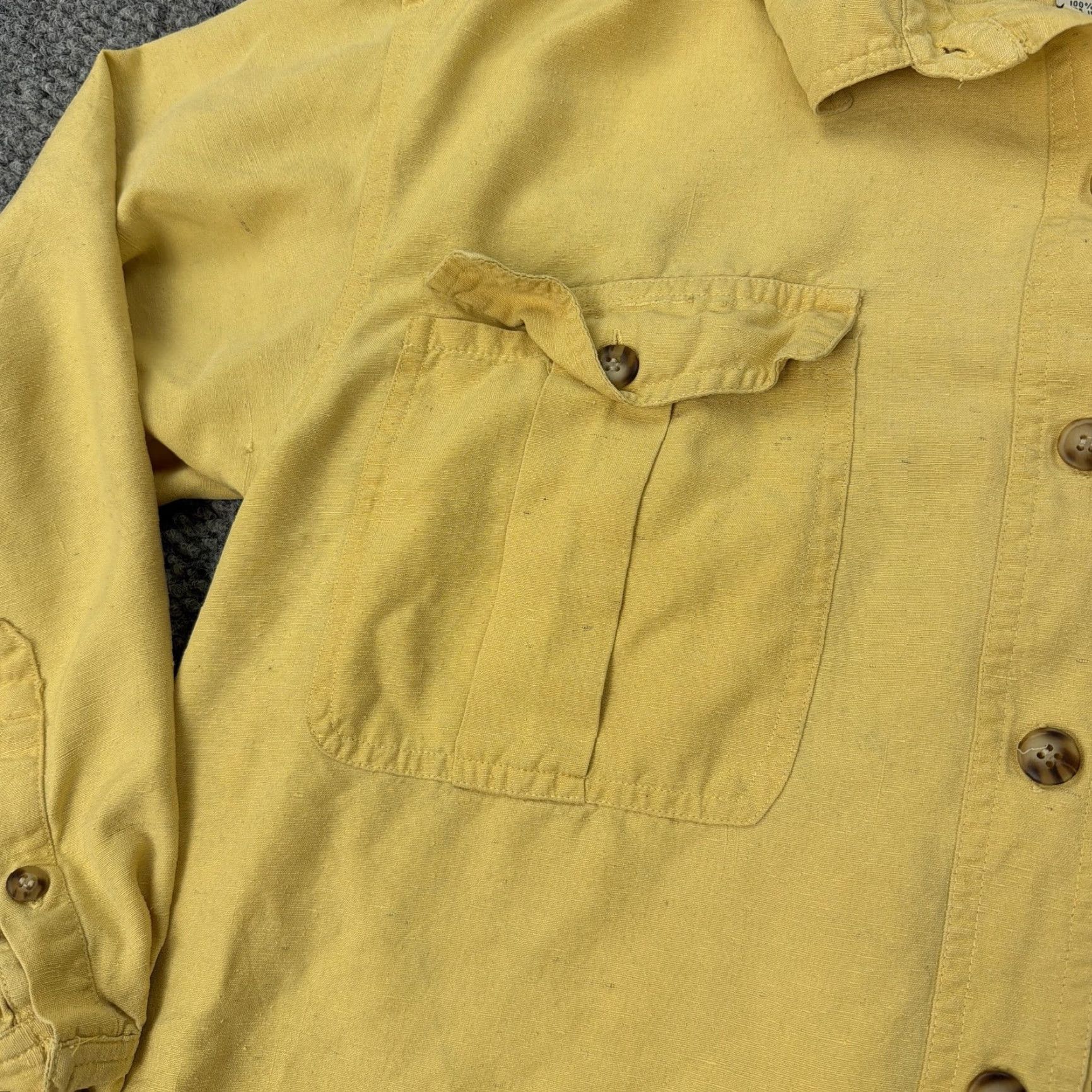 Vintage VINTAGE New York Studio Shirt Womens Small Yellow 100% Silk Button Front Utility Top Size S / US 4 / IT 40 - 3 Thumbnail