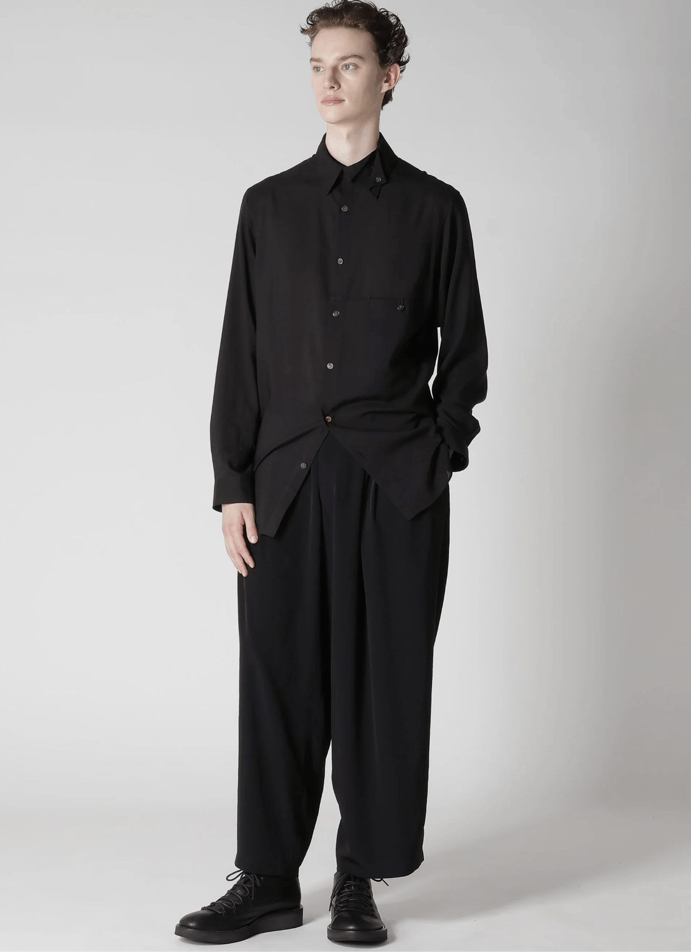 Yohji Yamamoto Yohji Yamamoto Pour Homme - CELLULOSE SPARE COLLAR BLOUSE Size US M / EU 48-50 / 2 - 7 Thumbnail