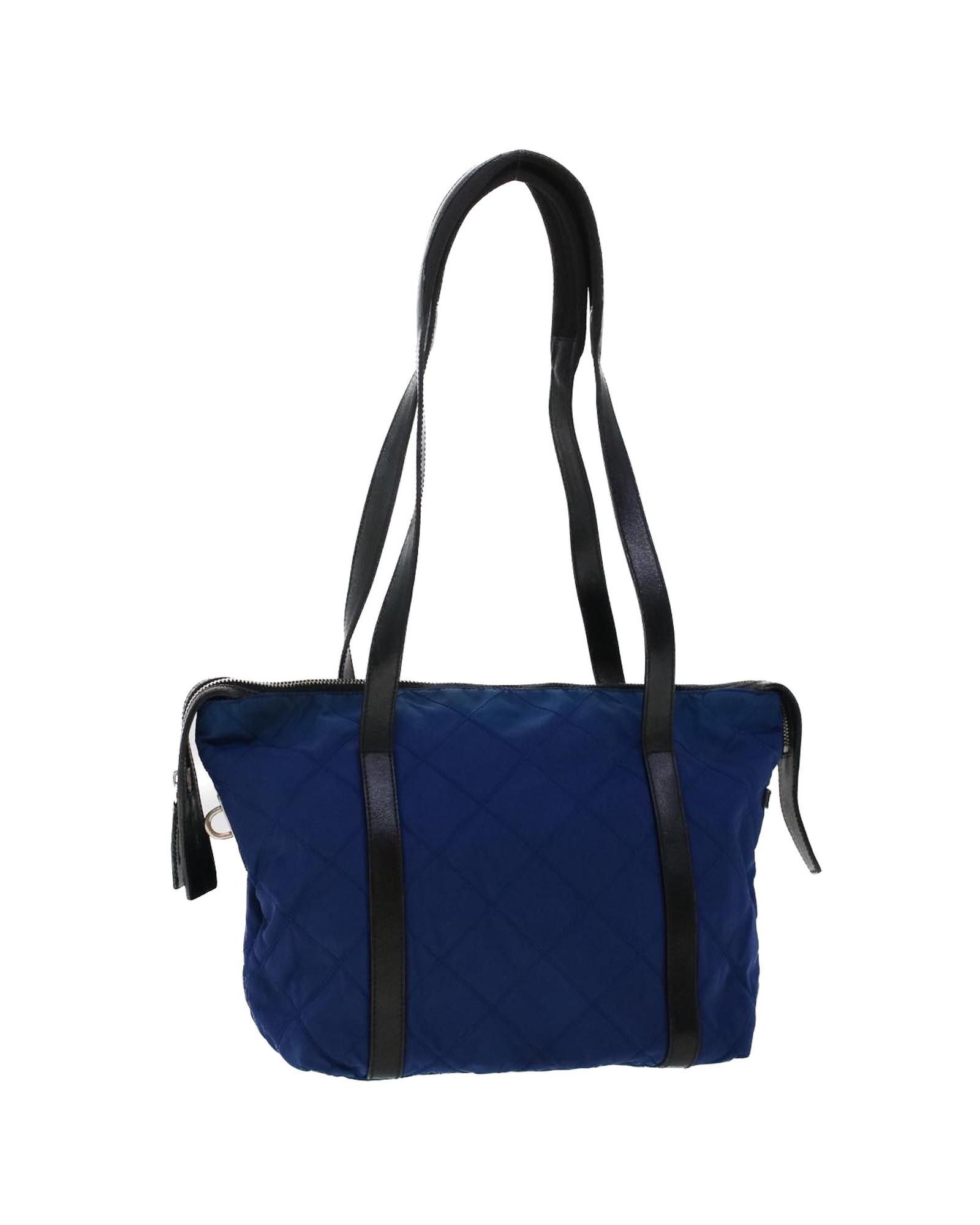 image of Prada Quilted Navy Nylon Shoulder Bag By Italian Designer, Women's
