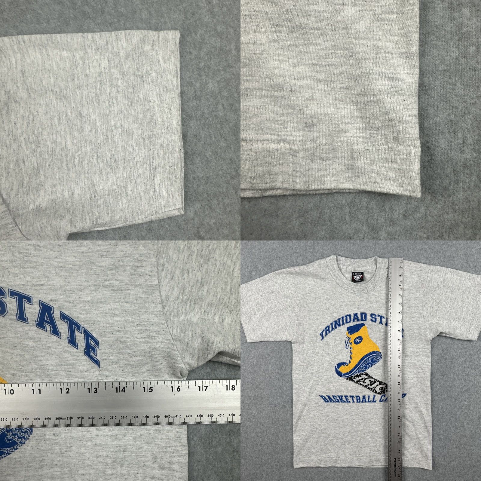 Vintage VINTAGE Screen Stars Best Shirt Gray S Trinidad State Basketball Camp Stars Stitch Graphic Print Crew Neck Short Sleeve Mens Size US S / EU 44-46 / 1 - 8 Thumbnail