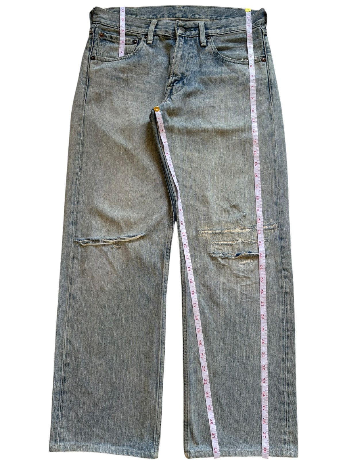 Levi's Vintage 90s Levis 503 Light Wash Distressed Rip Baggy Jeans Size US 31 - 12 Thumbnail