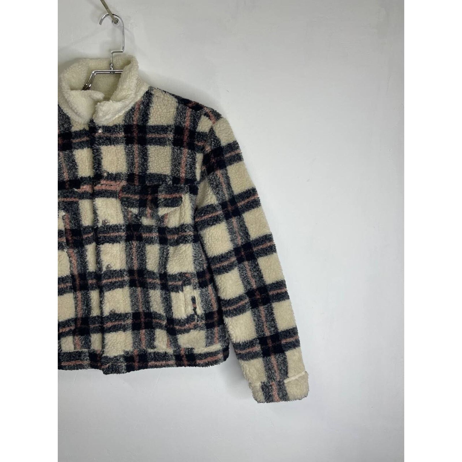 Levi's Vintage Levi’s Sherpa Plaid Fleece Jacket Cream Black Size S Size S / US 4 / IT 40 - 5 Thumbnail