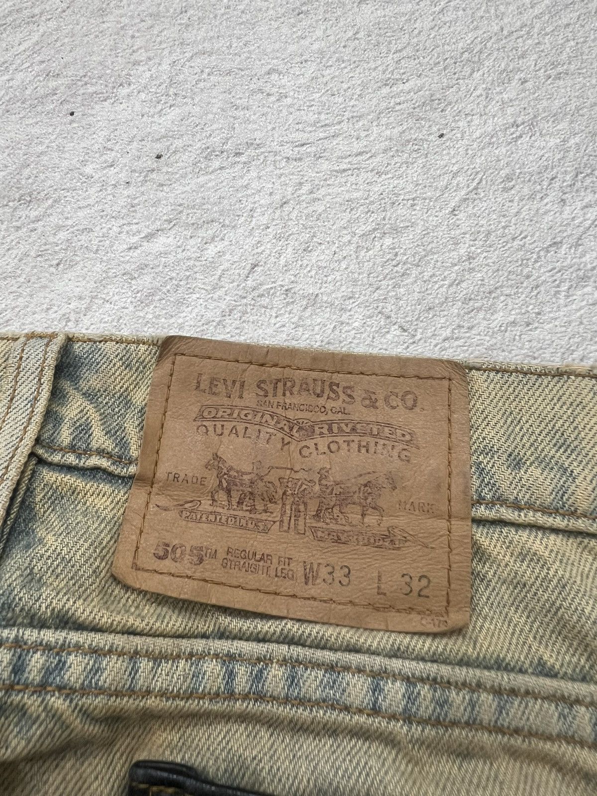 Number (N)ine 2000s Levis 505 Leather Mudwash Baggy Jeans y2k Lgb Ifsix Size US 32 / EU 48 - 10 Thumbnail