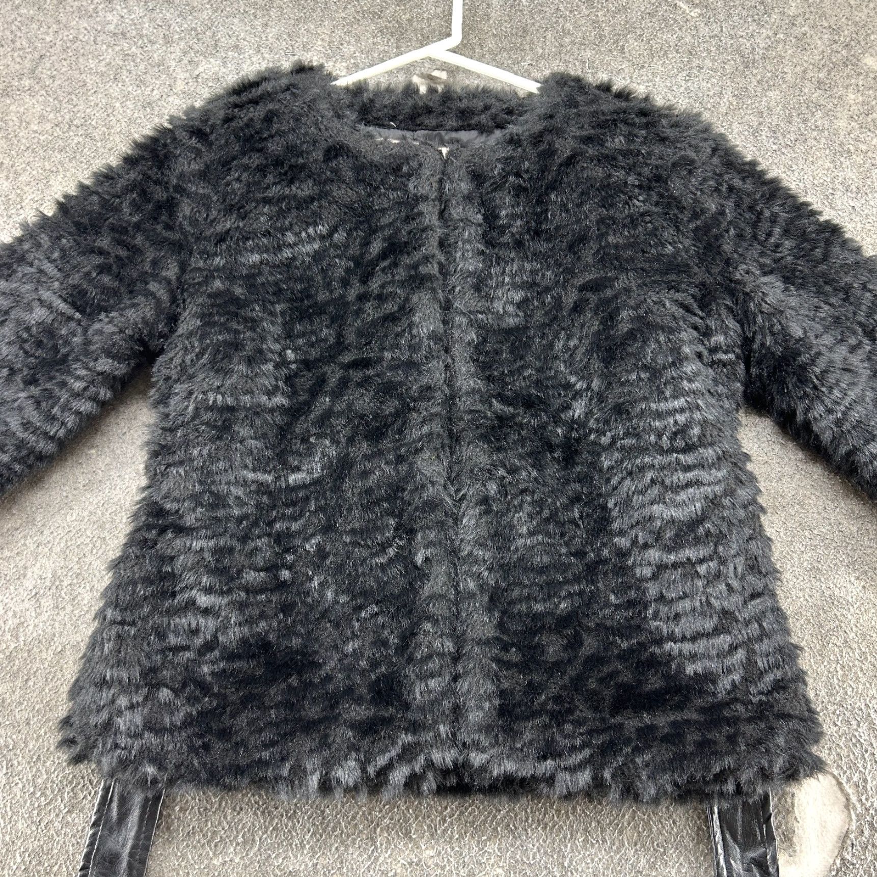 Vintage VINTAGE Fever Jacket Womens Small Black Coat Faux Fur Belted Club Rave Party Y2K Jacket/Coat Long 3/4 Sleeve Regular Women Size S / US 4 / IT 40 - 4 Thumbnail