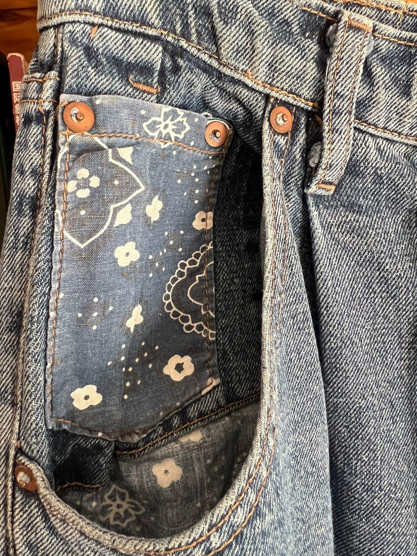 Indigo dr.collectors indigo hand dyed loose fit L jeans USA 2yr Size US 32 / EU 48 - 7 Thumbnail