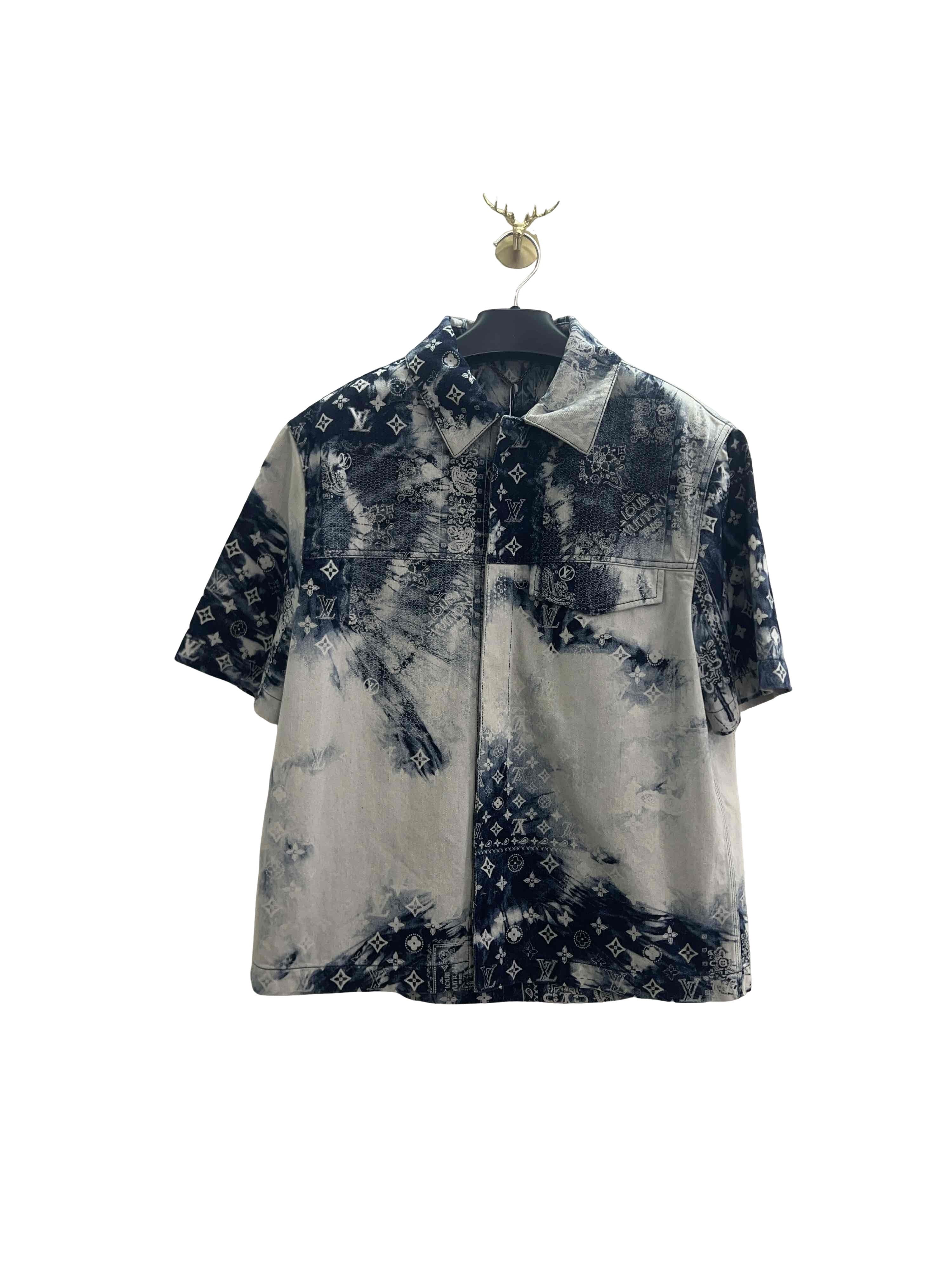 Louis Vuitton Monogram Bandana Tie-Dye Shirt Size L in Blue, Men's