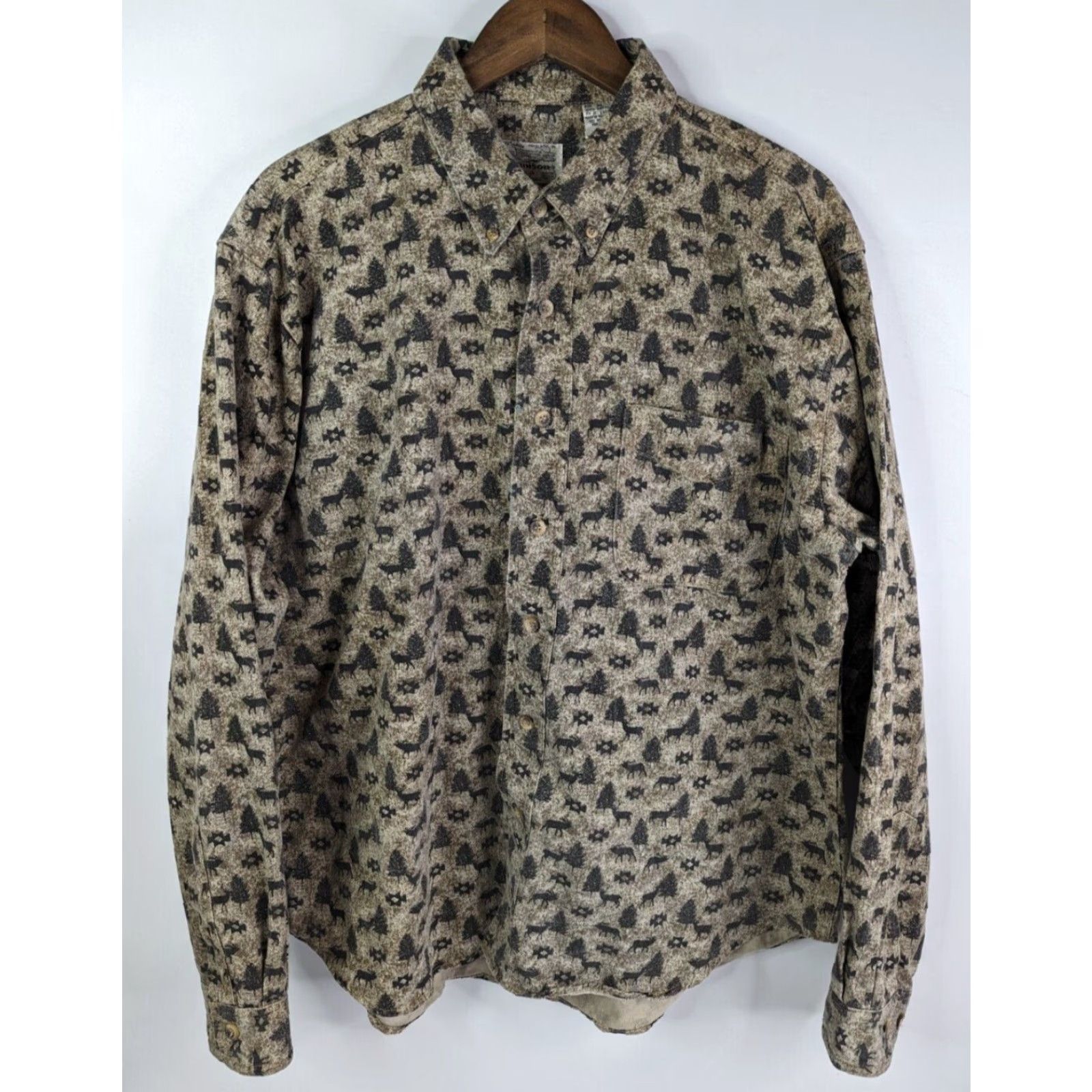 Vintage VINTAGE Rare Gunnison Deer And Tree Long Sleeve Button Down Shirt XL Cotton Beige Men Button-Up Shirts Mens Size US XL / EU 56 / 4 - 2 Thumbnail