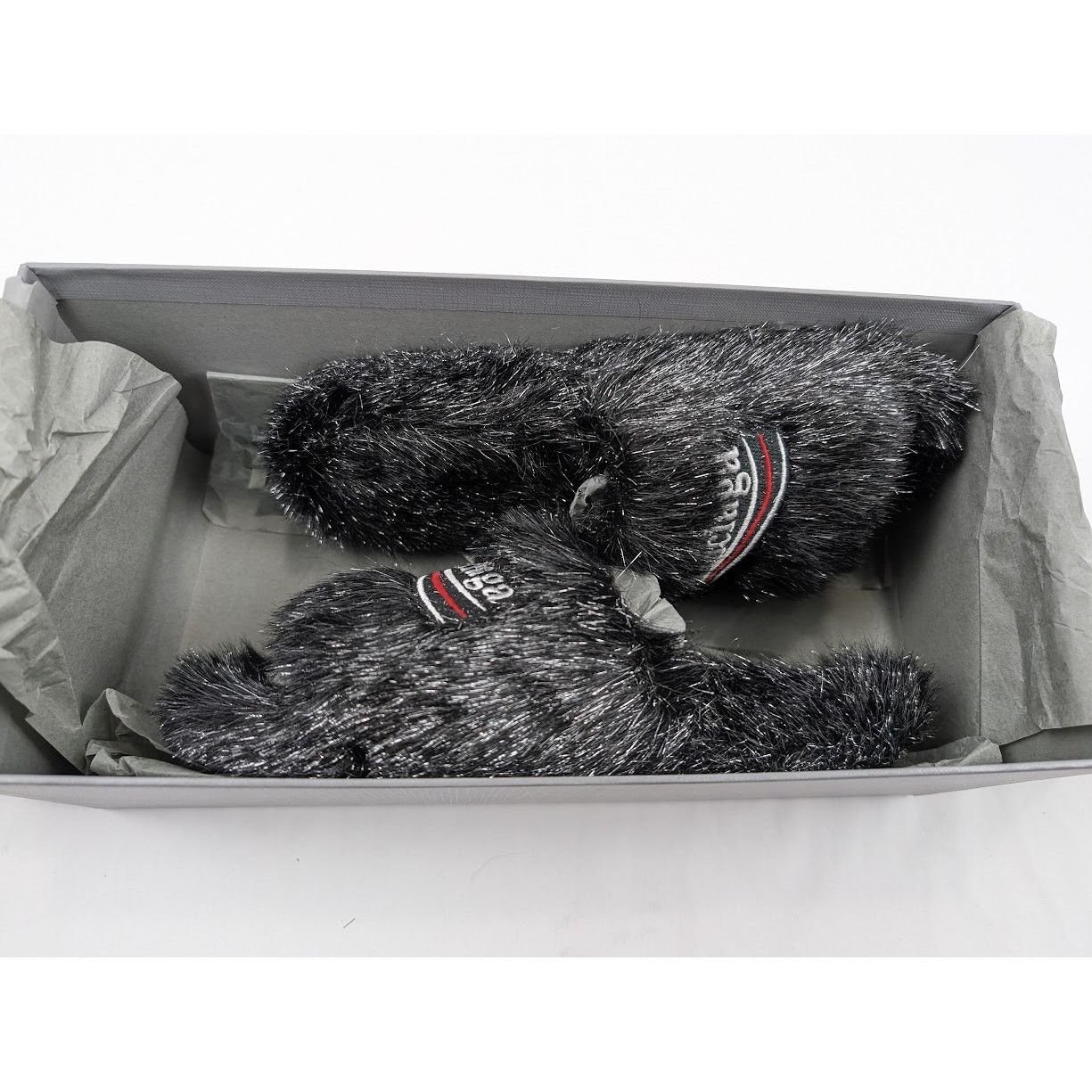 Balenciaga o1rshd1 Furry Slide Metallic in Black/Silver/White/Red Size US 6 / IT 36 - 19 Thumbnail