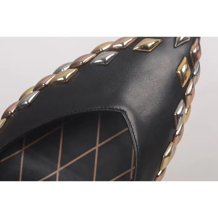 Louis Vuitton Louis Vuitton Black Pointed Toe Heels with Diamond Design - Size US 8 / IT 38 - 2 Thumbnail