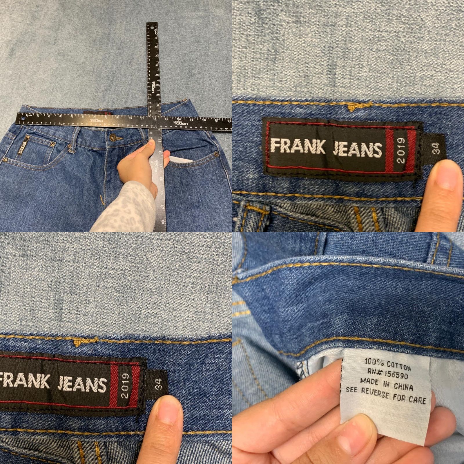 Vintage Frank Jeans 2019 Mens 34 Blue Denim Cotton Everyday Wear Classic Straight Leg Jeans Size US 34 / EU 50 - 9 Thumbnail