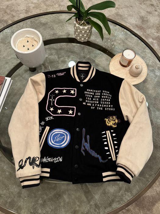 travis scott cactus jack for fragment manifest letterman jacket