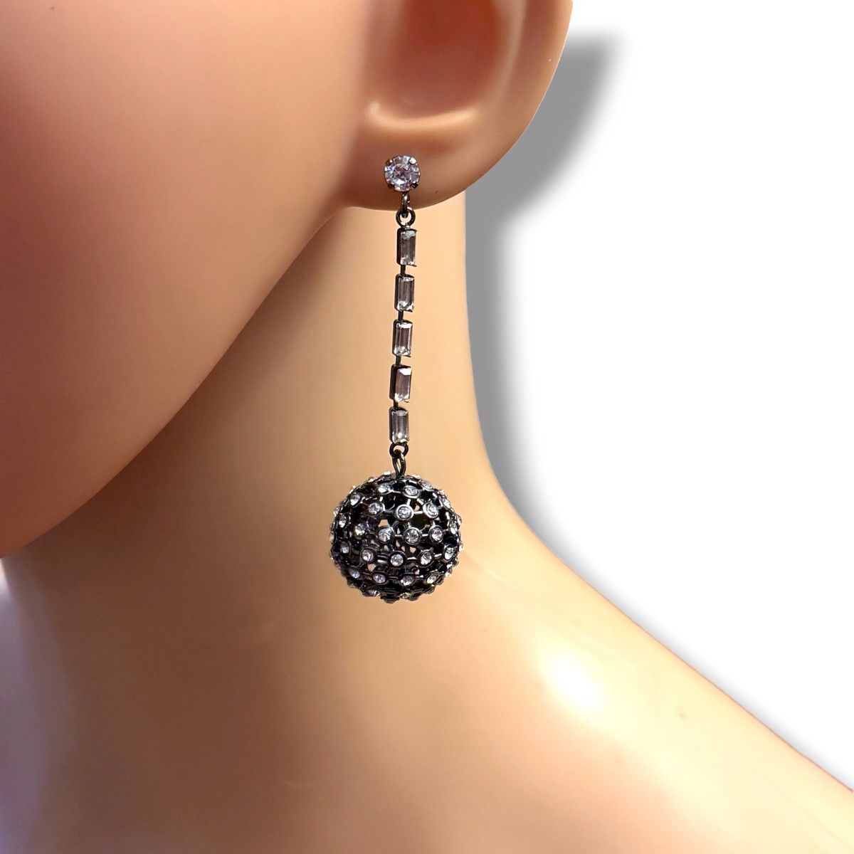 AQUA Aqua hematite rhinestone ball dangle chain earrings Size ONE SIZE - 2 Thumbnail