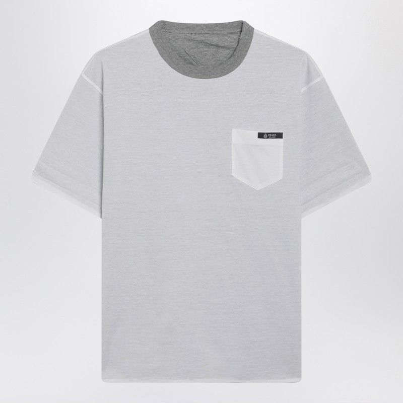 Prada Prada Reversible White/Grey Cotton T-Shirt Size US M / EU 48-50 / 2 - 1 Thumbnail