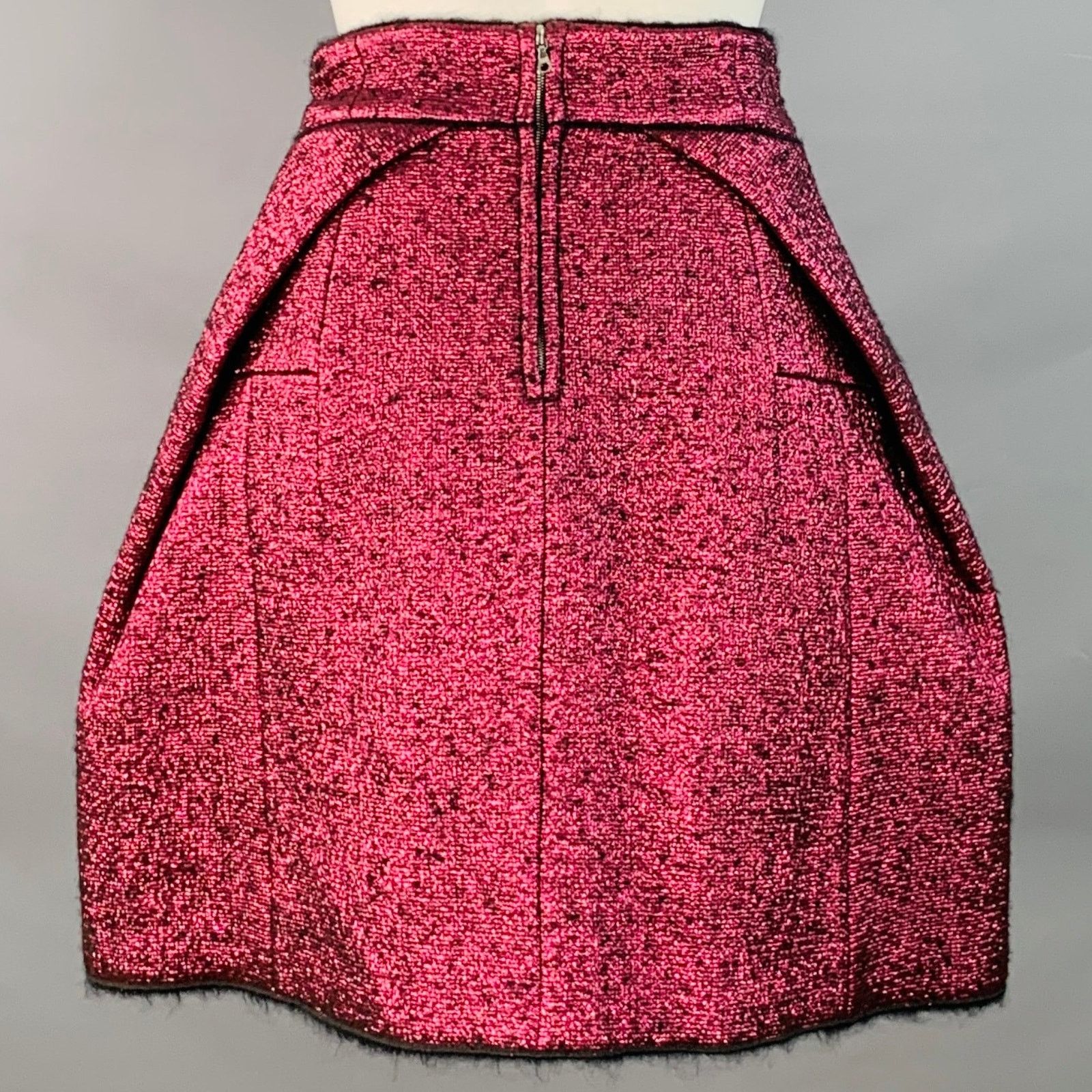 Marc Jacobs Size 0 Pink Black Polyester Woven A-Line Knee Length Skirt Size 25" / US 0 / IT 36 - 3 Thumbnail